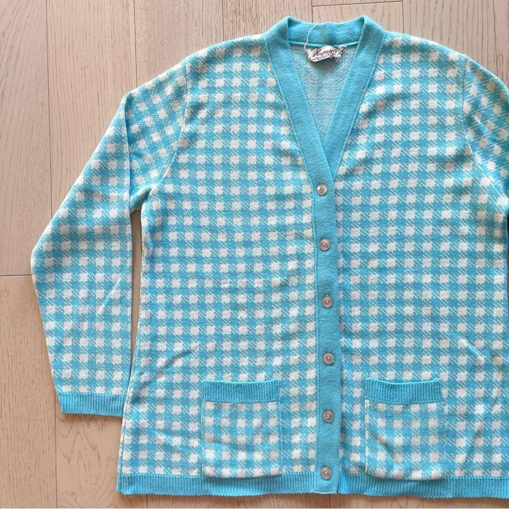 Vintage 70s Haymaker Checkered Clueless Movie Preppy School Sweater Cardigan